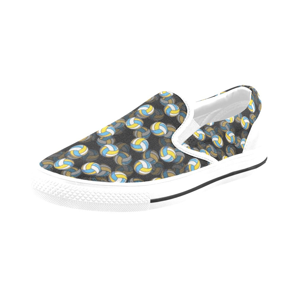 Volleyball Print Design LKS302 White Slip Ons Canvas Women's Shoes
