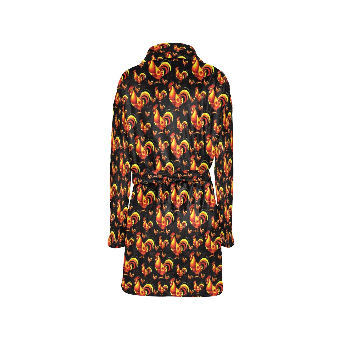 Rooster Print Themed Women's Fleece Robe