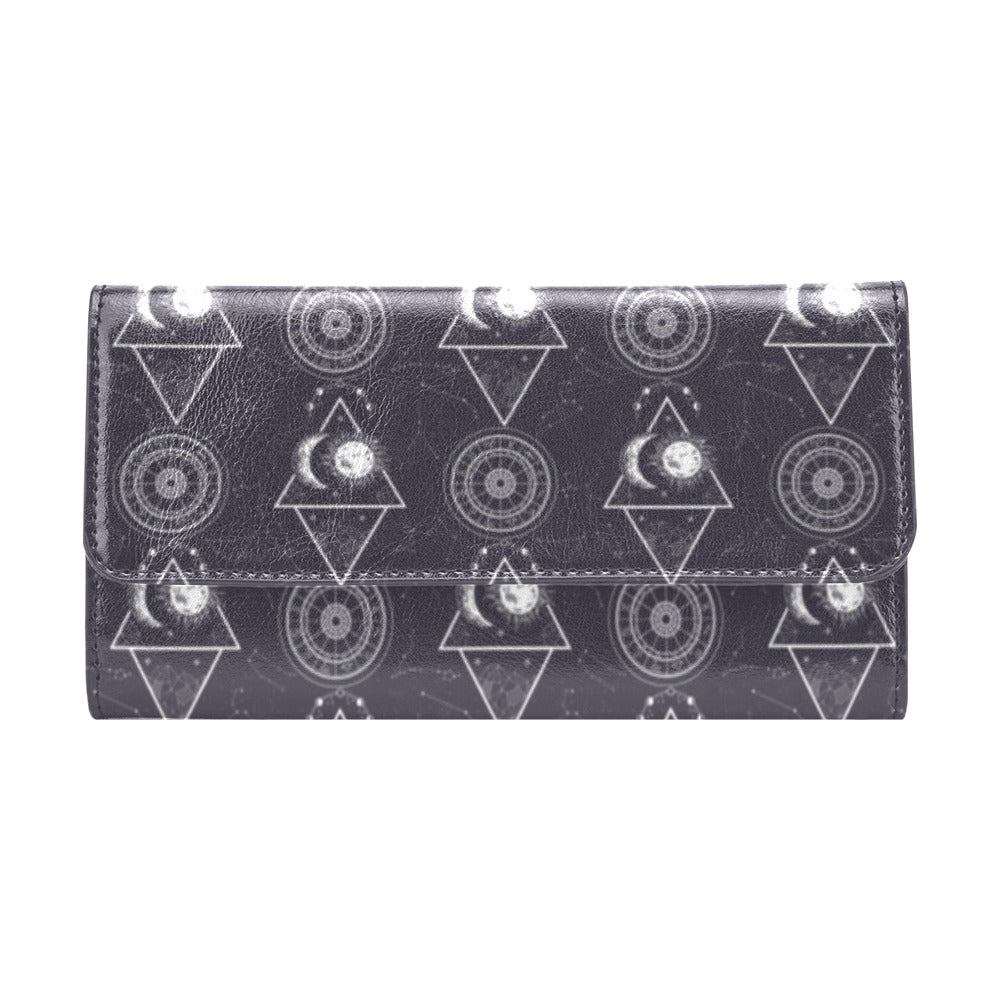 Sun Moon Print Design LKS309 Women's Trifold Wallet
