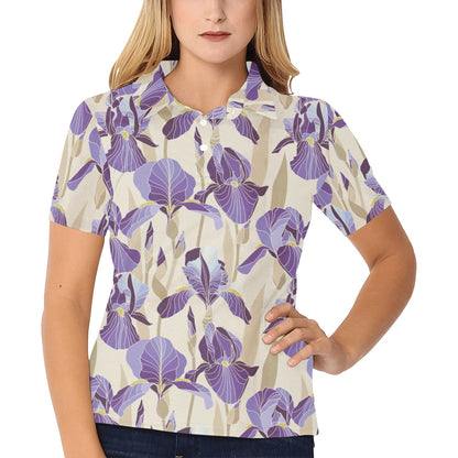 Iris Pattern Print Design IR02 Women's Polo Shirt