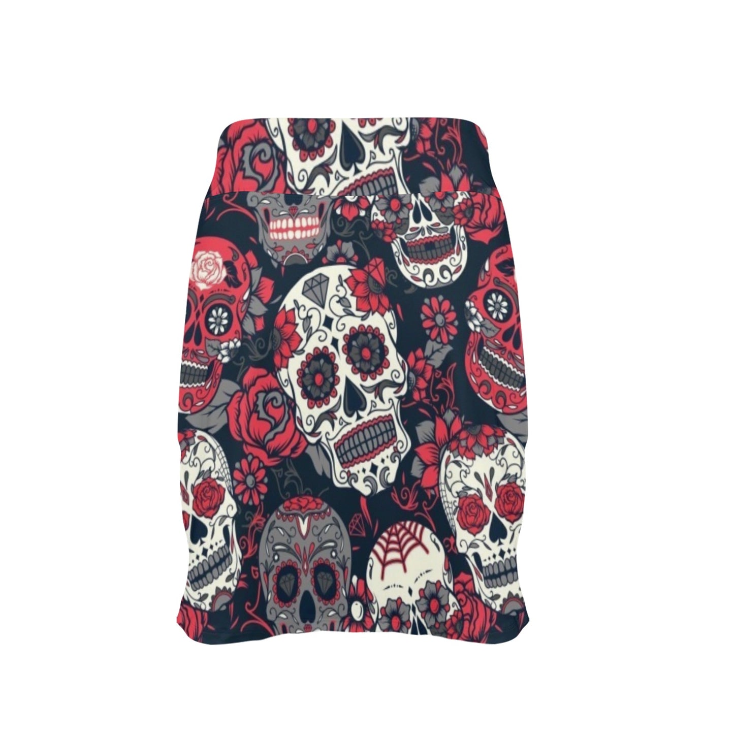 Sugar Skull Print Design LKS303 17" Golf & Pickleball Skort with Pockets