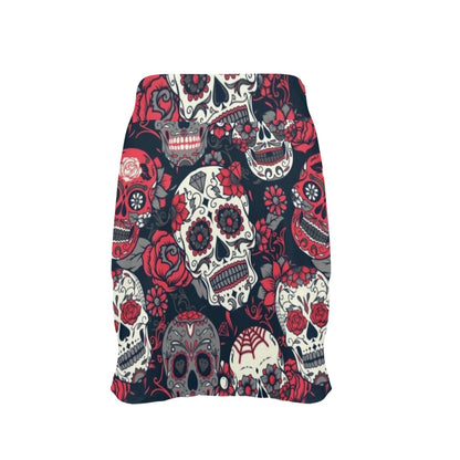 Sugar Skull Print Design LKS303 17" Golf & Pickleball Skort with Pockets