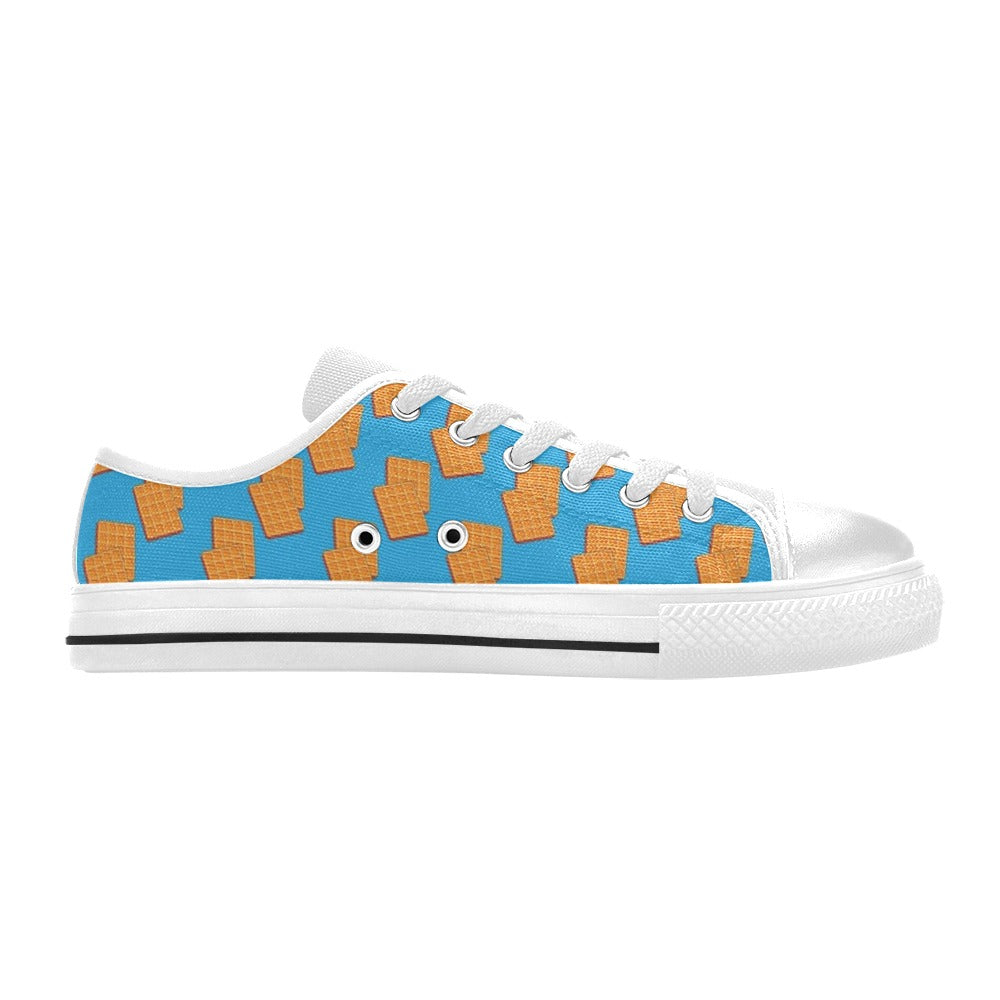Waffle Print Design LKS304 Women's White Low Top Shoes