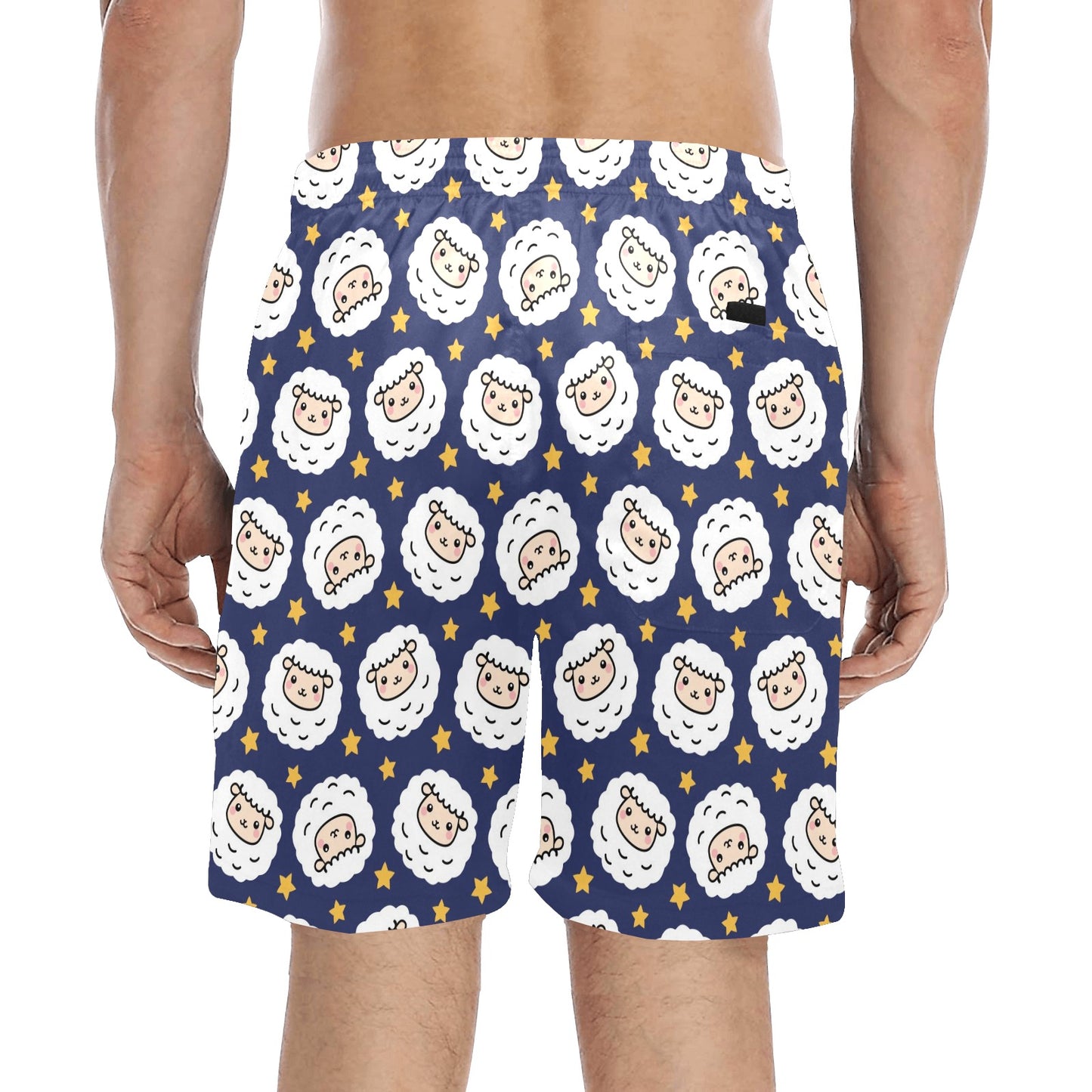 Sheep Print Design LKS402 Men's Swim Trunks Beach Shorts