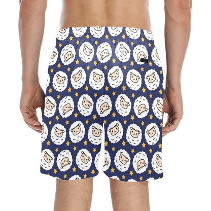 Sheep Print Design LKS402 Men's Swim Trunks Beach Shorts