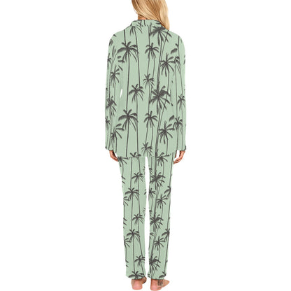 Palm Tree Pattern Print Design A04 Women's Long Pajama Set