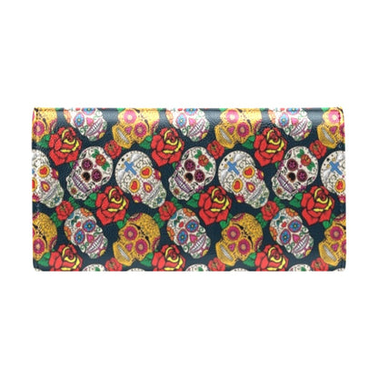 Sugar Skull Print Design LKS306 Women's Trifold Wallet