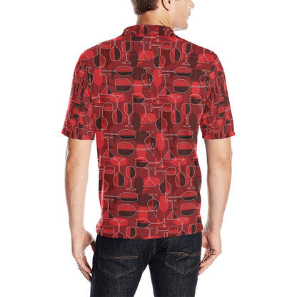 Wine Glass Print Design LKS301 Men Polo Shirt