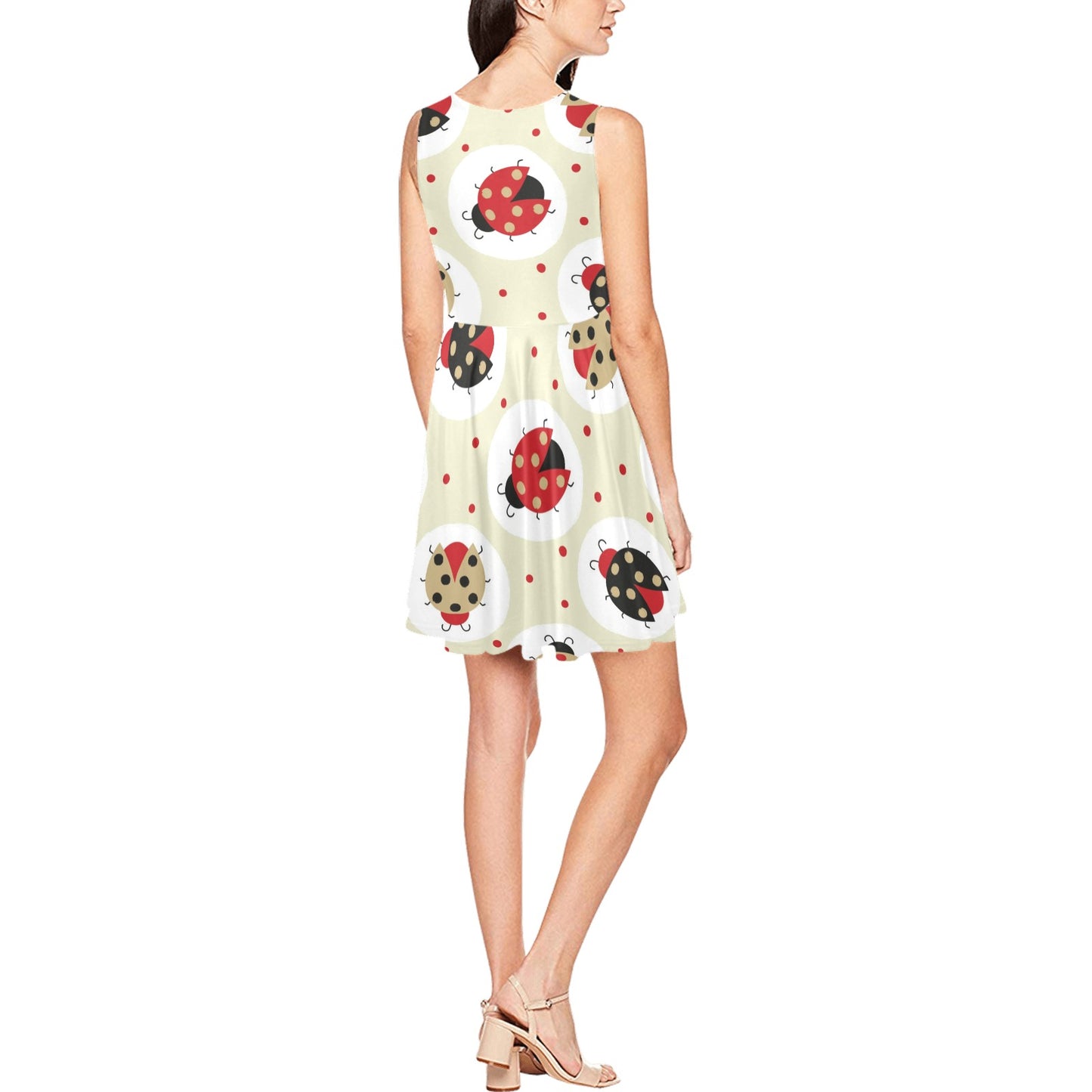 Ladybug Pattern Print Design 03 Sleeveless Dress