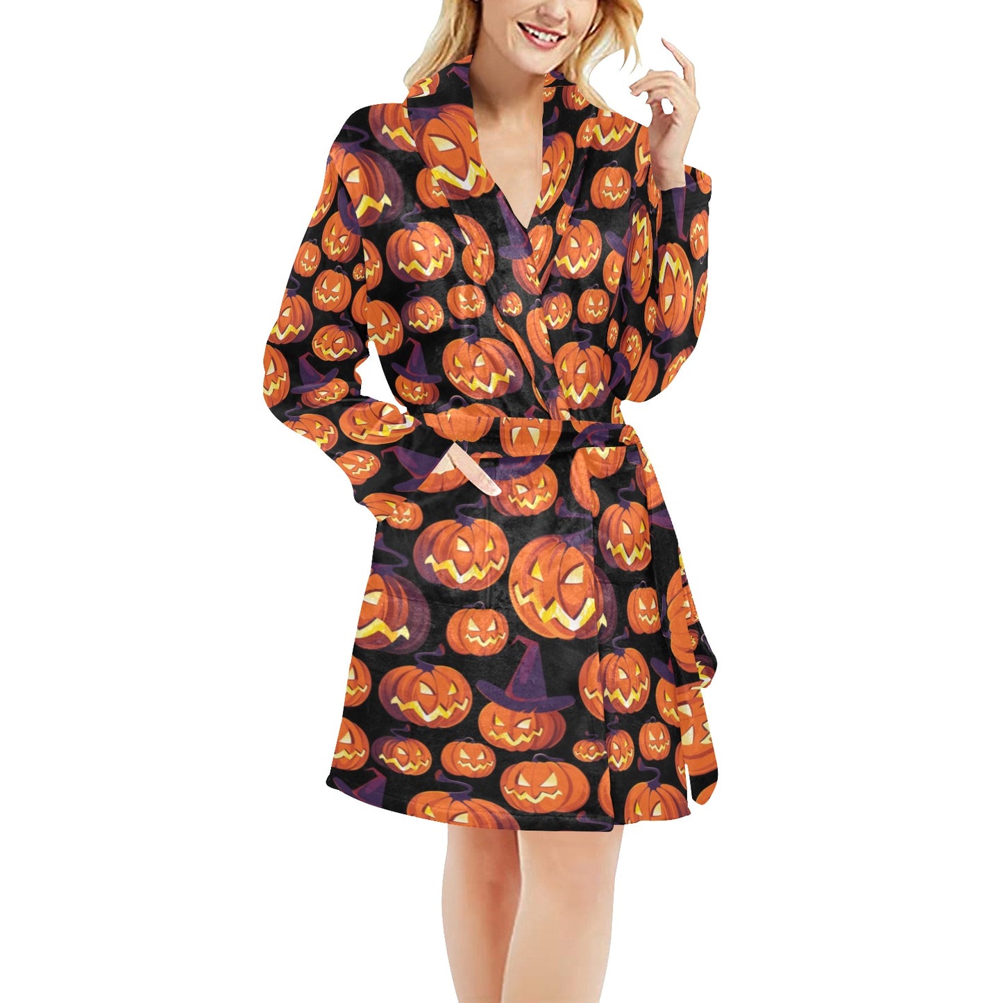 Halloween Pattern Print Design 04 Women's Fleece Robe
