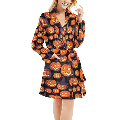 Halloween Pattern Print Design 04 Women's Fleece Robe
