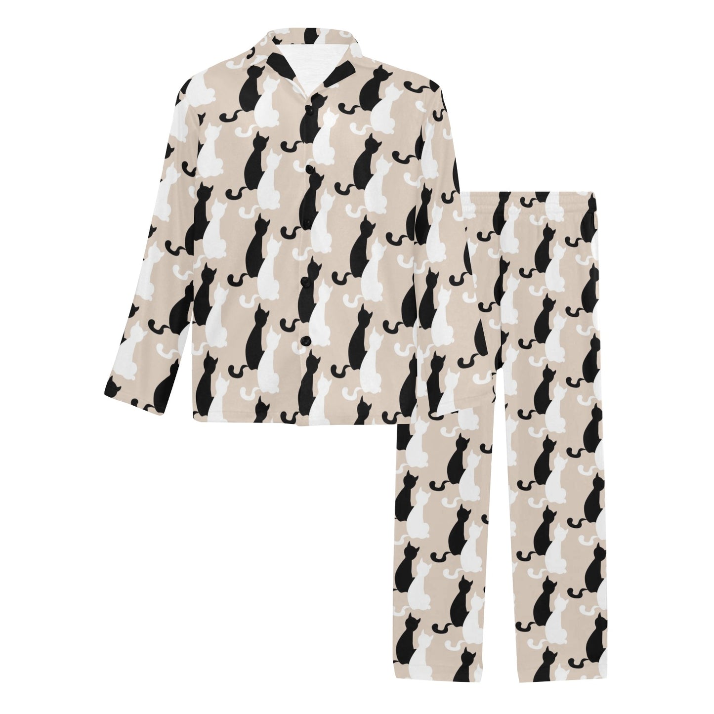 Cat Pattern Print Design 04 Men's Long Pajama Set