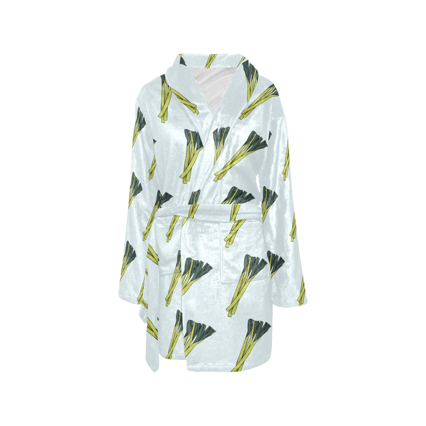 Leek Pattern Print Design 03 Women's Fleece Robe