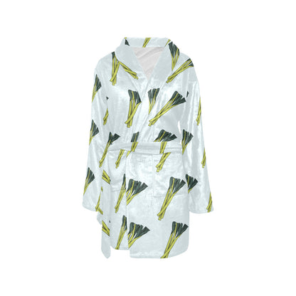 Leek Pattern Print Design 03 Women's Fleece Robe