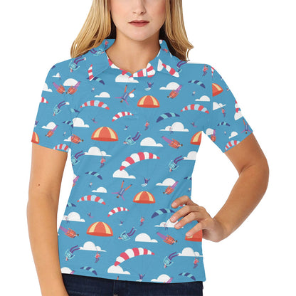Skydiver Print Design LKS306 Women's Polo Shirt