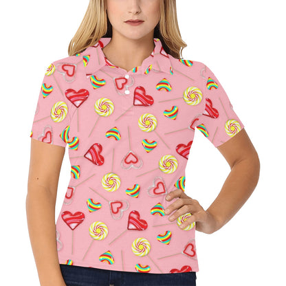 Lollipop Pattern Print Design LL05 Women's Polo Shirt