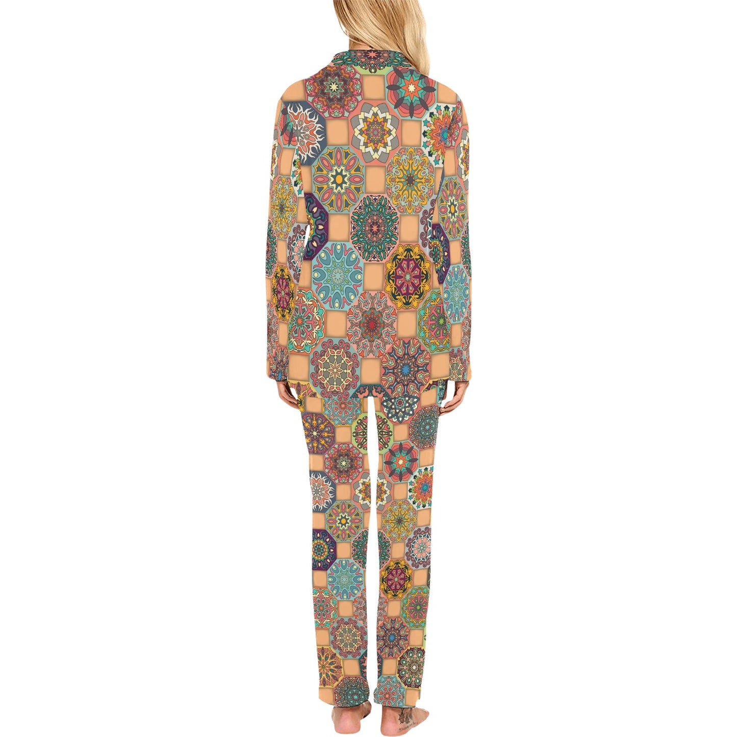 Boho Pattern Print Design 07 Women's Long Pajama Set