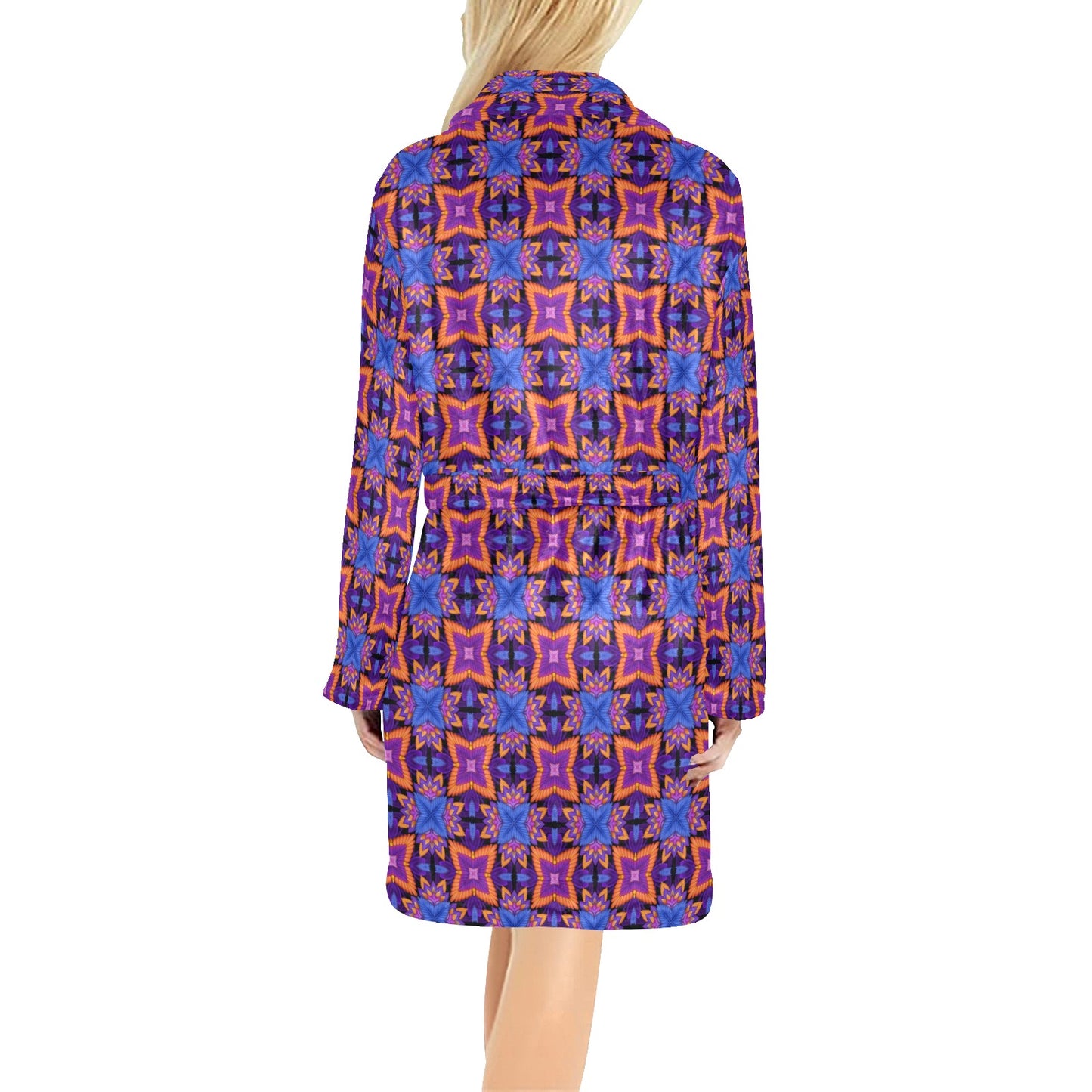 kaleidoscope Purple Orange Print Design Women's Fleece Robe