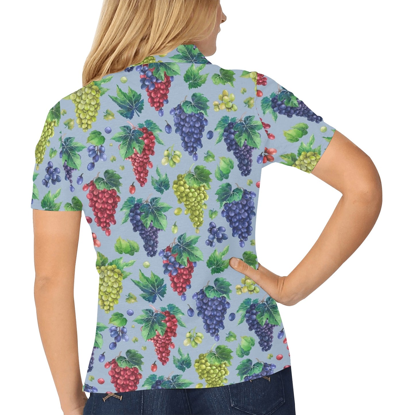 Grape Pattern Print Design GP06 Women's Polo Shirt