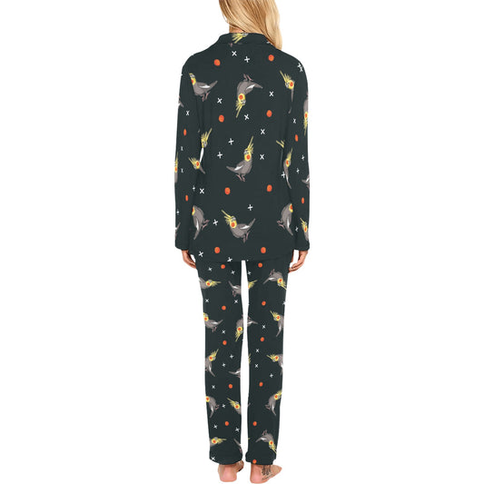Cockatiel Pattern Print Design 02 Women's Long Pajama Set