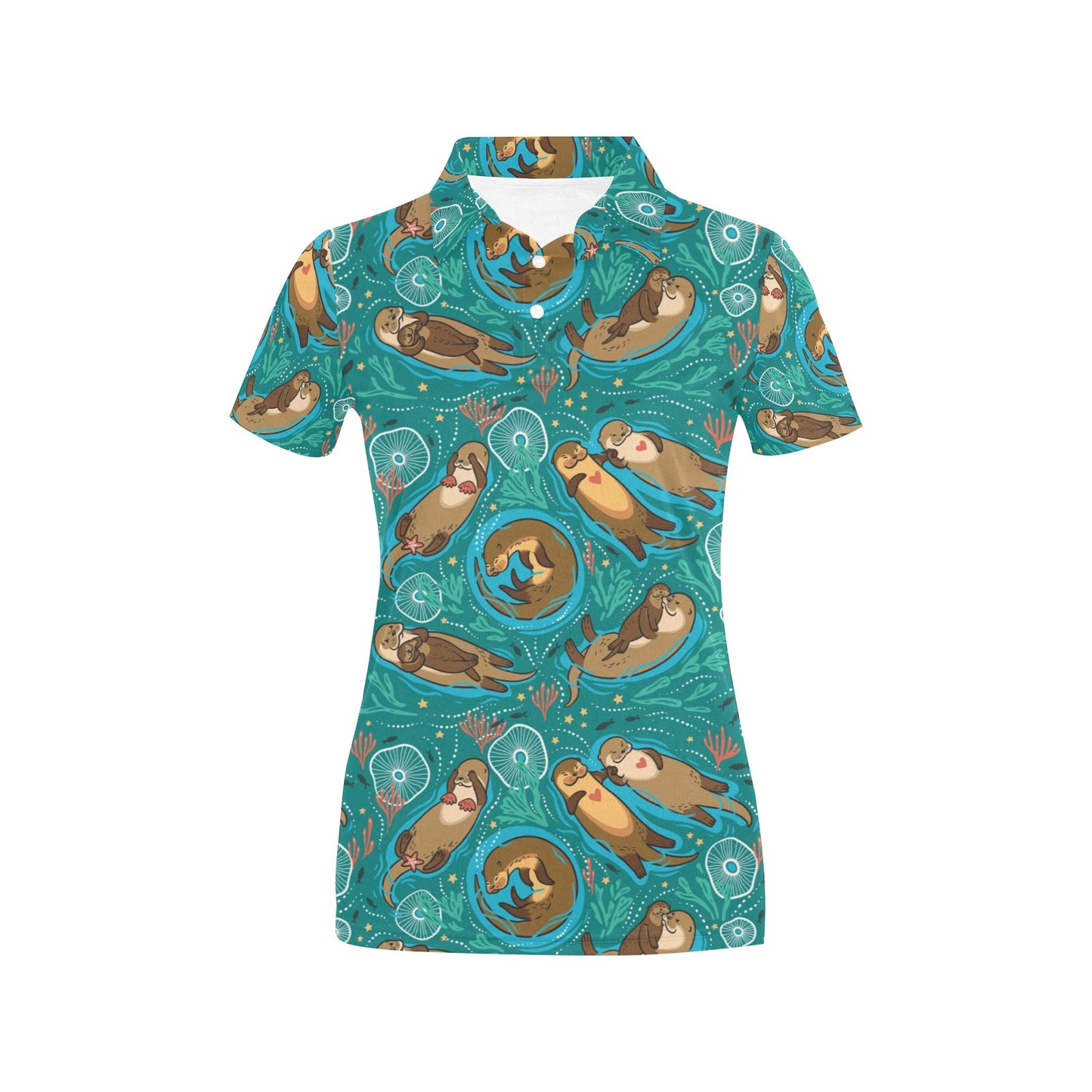 Sea Otter Pattern Print Design 01 Women's Polo Shirt