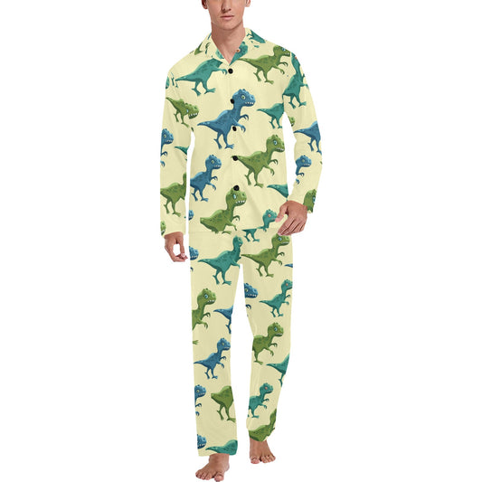 T Rex Pattern Print Design A04 Men's Long Pajama Set