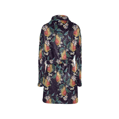Pear Pattern Print Design PE02 Women's Fleece Robe