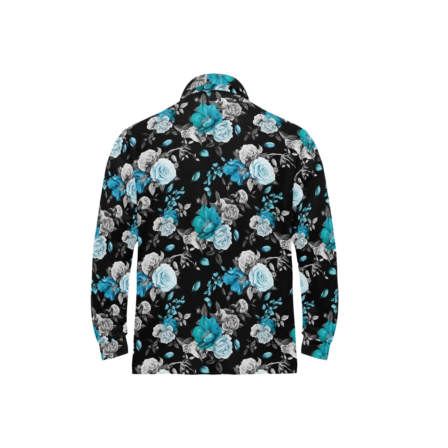 Rose Pattern Print Design A02 Long Sleeve Polo Shirt For Men's