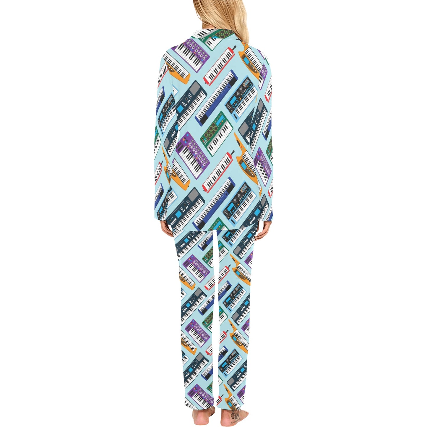 Synthesizer Pattern Print Design 02 Women's Long Pajama Set