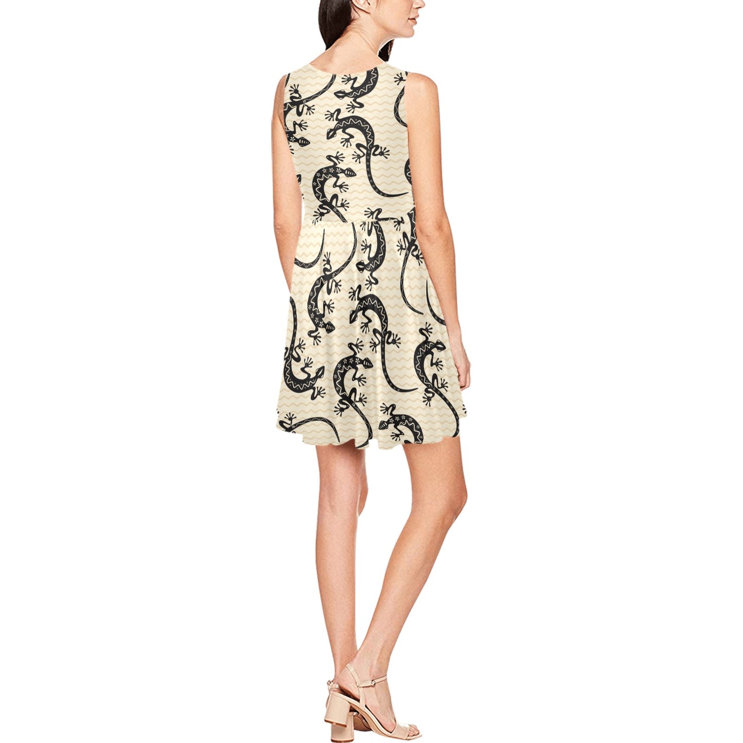 lizard Pattern Print Design 02 Sleeveless Dress