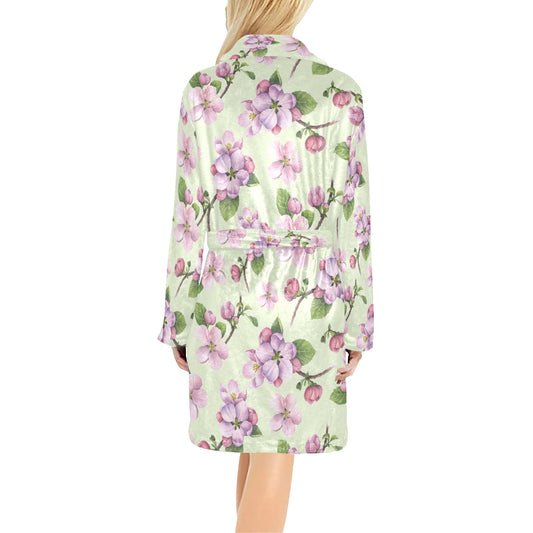 Apple blossom Pattern Print Design AB05 Women's Fleece Robe