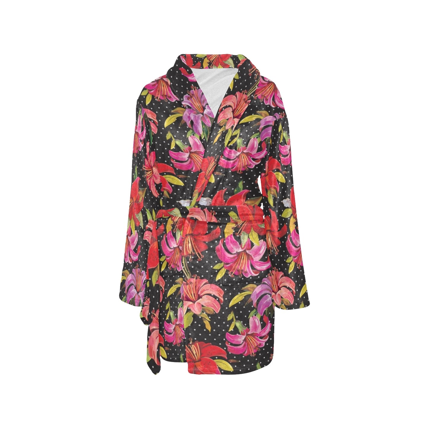 Lily Pattern Print Design LY012 Women's Fleece Robe