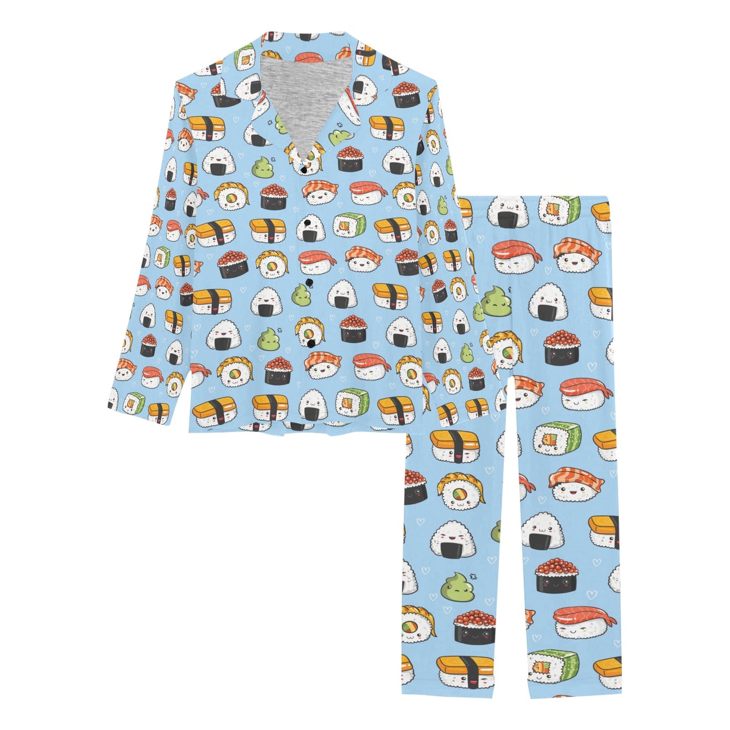 Sushi Print Design LKS303 Women's Long Pajama Set