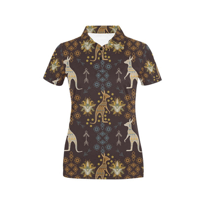 Kangaroos Pattern Print Design 03 Women's Polo Shirt