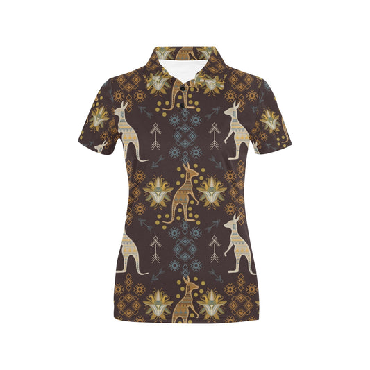 Kangaroos Pattern Print Design 03 Women's Polo Shirt