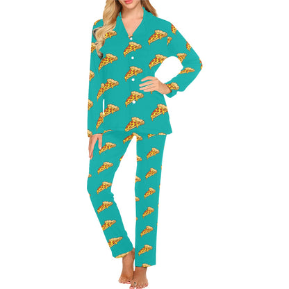 Pizza Pattern Print Design A03 Women's Long Pajama Set
