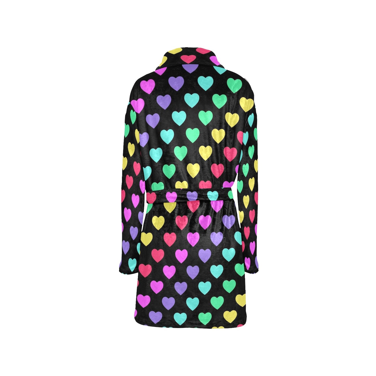 Heart Rainbow Pattern Print Design HE02 Women's Fleece Robe