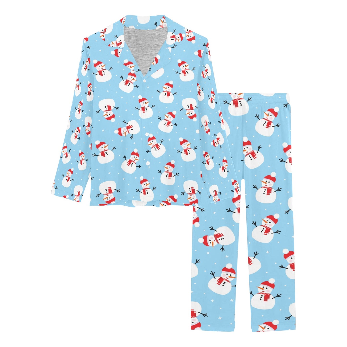 Snowman Print Design LKS305 Women's Long Pajama Set