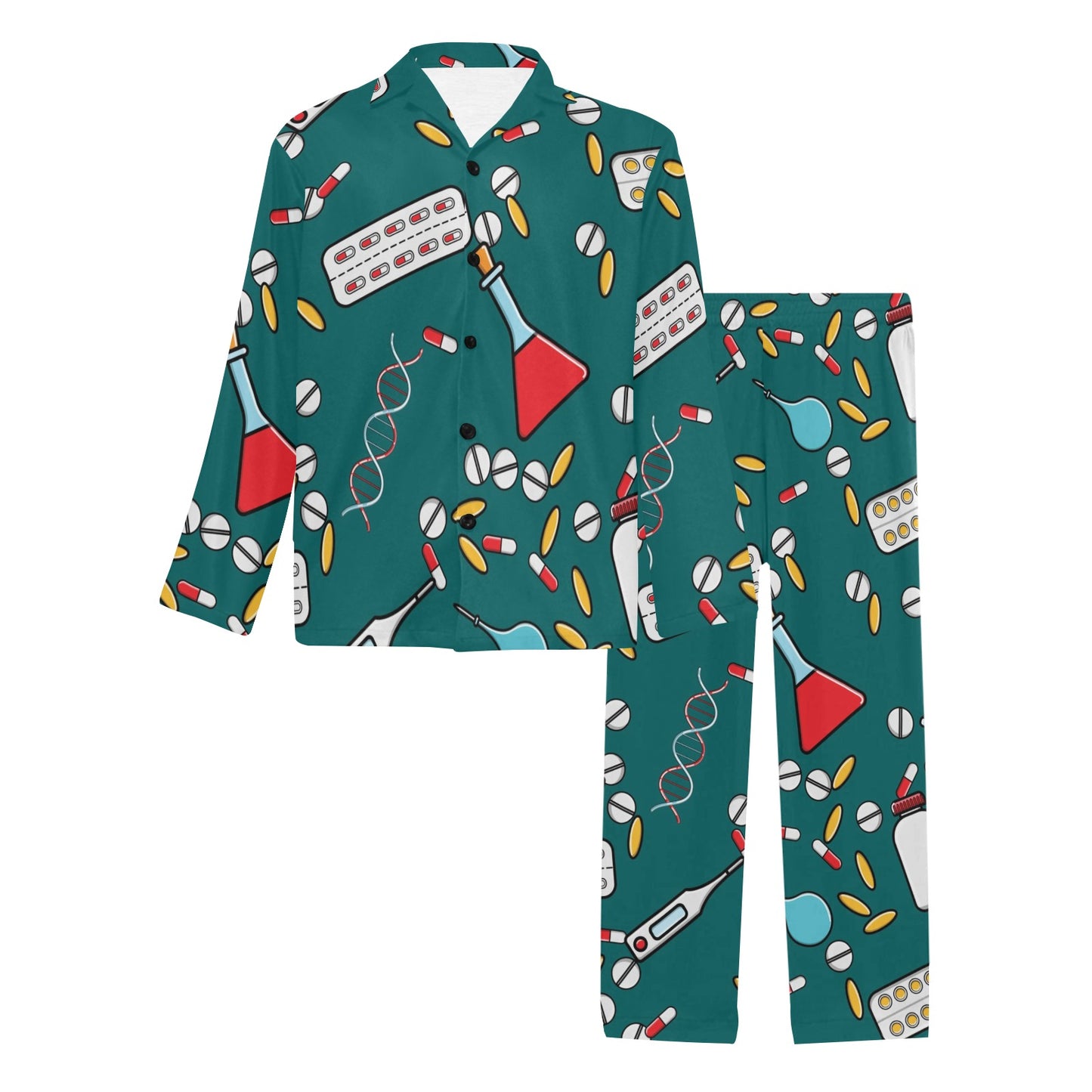 Nurse Pattern Print Design A05 Men's Long Pajama Set