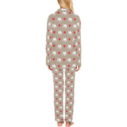 Bull Terriers Pattern Print Design 01 Women's Long Pajama Set