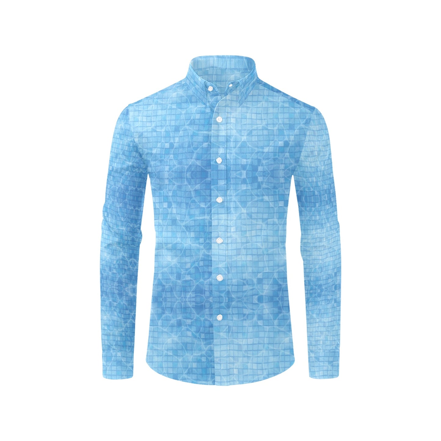 Swimming Pool Print Design LKS302 Men's Long Sleeve Dress Shirt