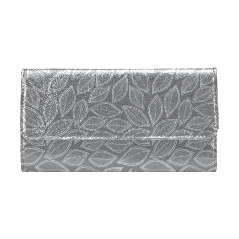 Elm Leave Grey Print Pattern Women's Trifold Wallet