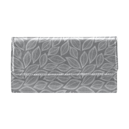 Elm Leave Grey Print Pattern Women's Trifold Wallet