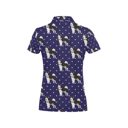 Alaskan Malamute Pattern Print Design 04 Women's Polo Shirt