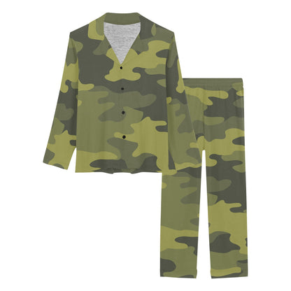 Military Camouflage Pattern Print Design 02 Women's Long Pajama Set