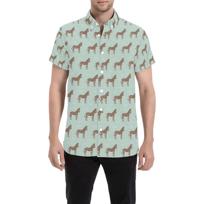 Donkey Print Design LKS402 Men Short Sleeve Button Up Shirt