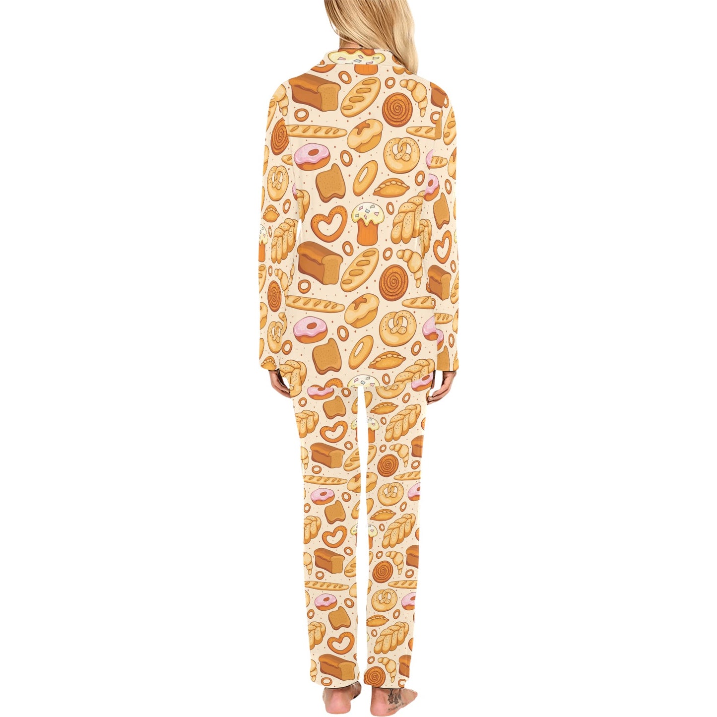 Bread Pattern Print Design 01 Women's Long Pajama Set