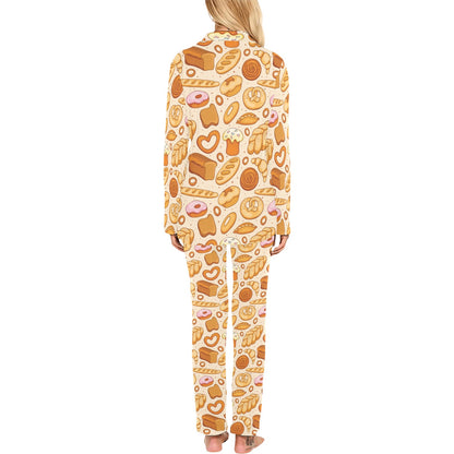 Bread Pattern Print Design 01 Women's Long Pajama Set