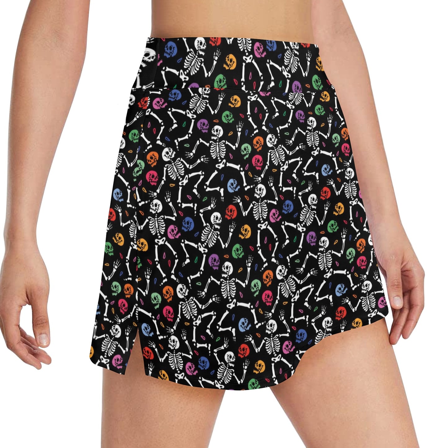 Skeleton Print Design LKS307 17" Golf & Pickleball Skort with Pockets