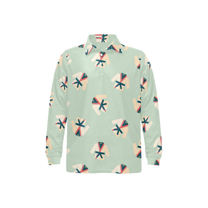 Karate Pattern Print Design 02 Long Sleeve Polo Shirt For Men's